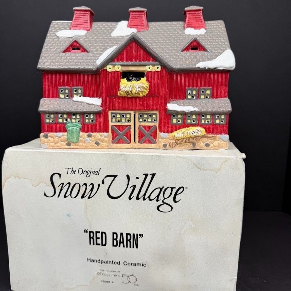 Department 56 Original Snow Village Red Barn 1987 w/ Box-Retired